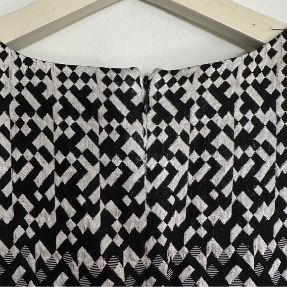 Cynthia Rowley Fit and Flare Metallic Silver Black Dress Size 10 - Picture 6 of 6